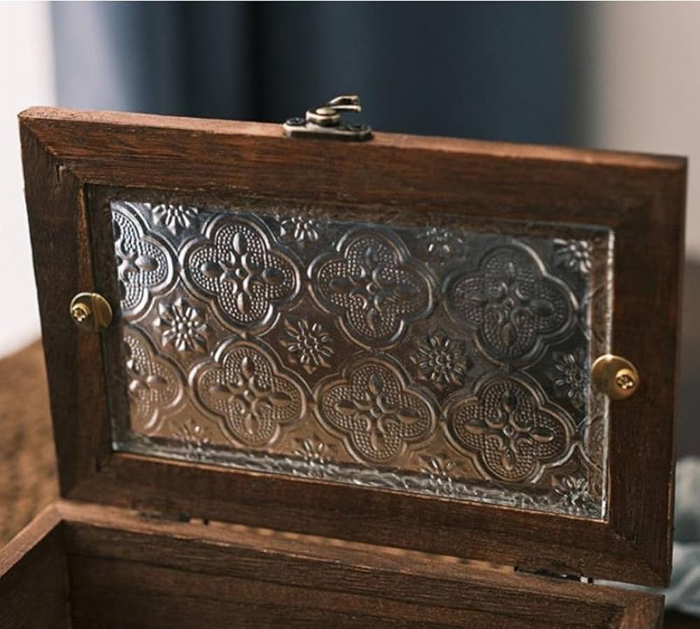 木製アクセサリーケース ガラスフタ付き　ウッドジュエリーボックス ウッドボックス 木製 小物入れ 木箱 アクセサリーケース